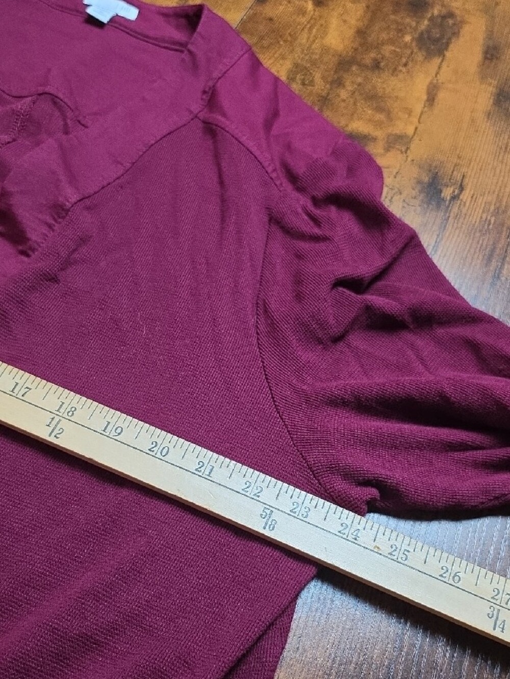 J.JILL | Burgundy Wine Cotton Modal Open Front Pocket Cardigan | 3X - Picture 5 of 7